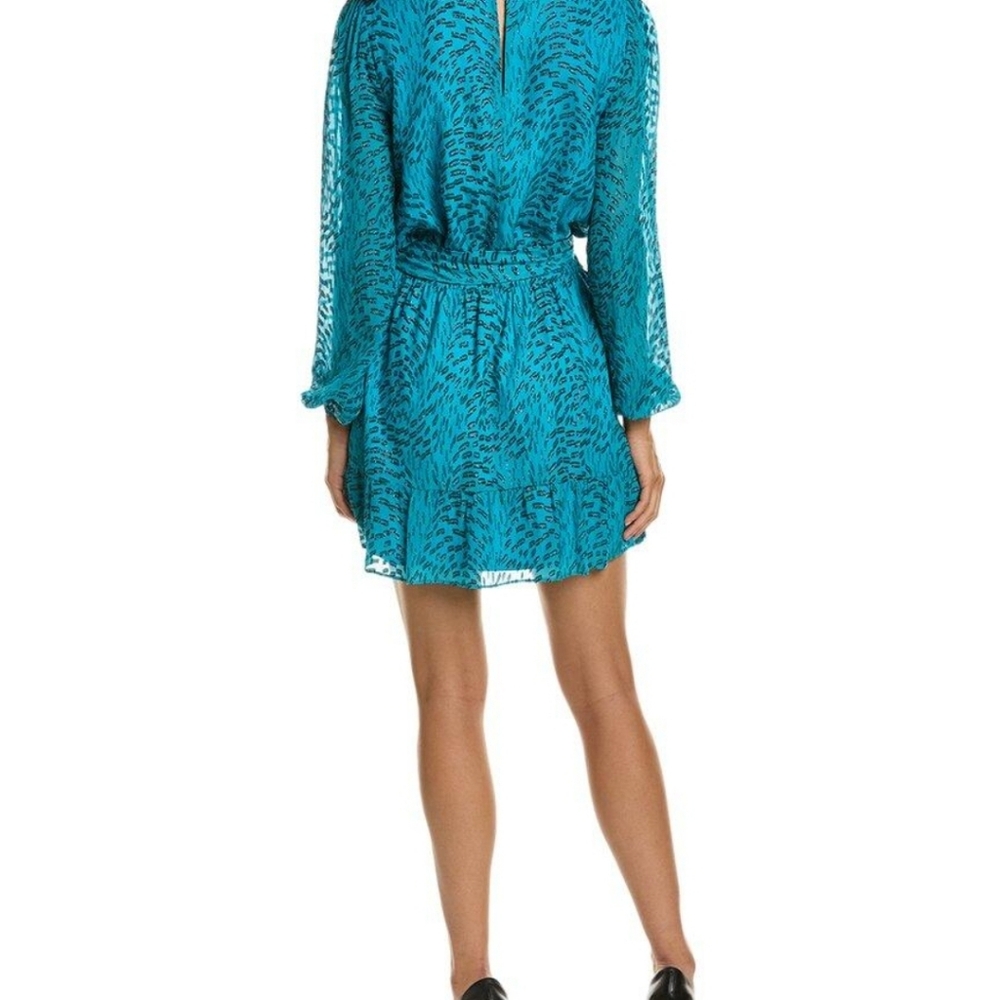 Lilly Pultizer Womens Alfie Silk Romper Large Blue Long Sleeve Surplice with BEL